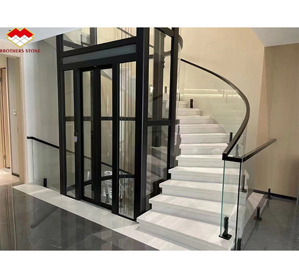 Moderna escada de mármore bege polido para hotéis e villas