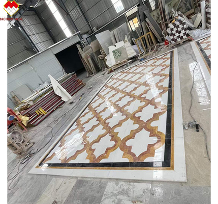 Tapete de jato de água de mármore branco e amarelo em estilo de design moderno para sala de estar villa