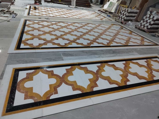 Tapete de jato de água de mármore branco e amarelo em estilo de design moderno para sala de estar villa