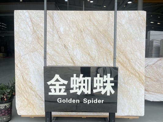 Lâmina de mármore dourada de aranha polida Ideal para o design gráfico de parede de piso moderno da villa