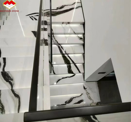 Escada de mármore branco Panda para design de interiores modernos em hotel profissional