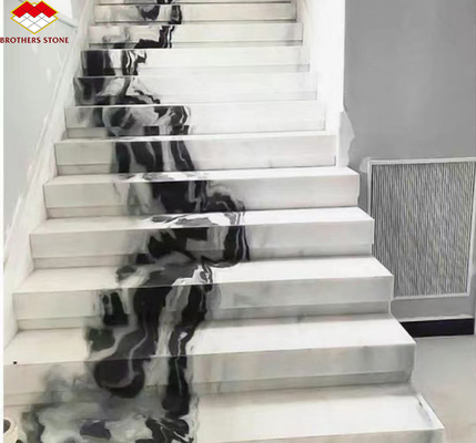 Escada de mármore branco Panda para design de interiores modernos em hotel profissional
