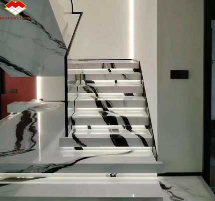 Escada de mármore branco Panda para design de interiores modernos em hotel profissional