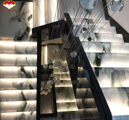 Escada de mármore branco Panda para design de interiores modernos em hotel profissional