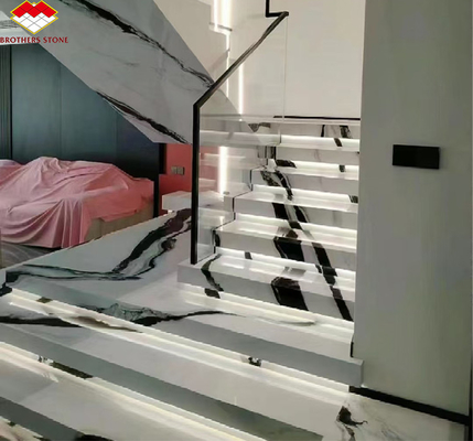 Escada de mármore branco Panda para design de interiores modernos em hotel profissional