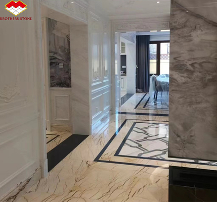 Pisos e escadas interiores Solfitel ouro mármore grande laje em estilo natural moderno