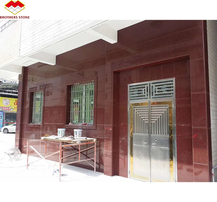 Modern India Placas de granito vermelho para parede exterior interior Pedras e estrutura de porta superfície afiada