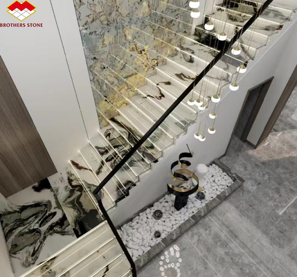 Tabelas de escada polida em mármore branco panda moderno para design de casas e hotéis