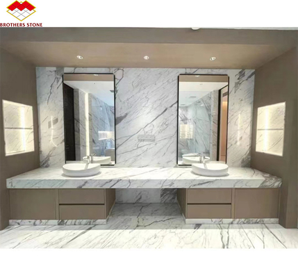 Estatuário natural polido de mármore branco grande laje para pavimentos e azulejos de parede italianos
