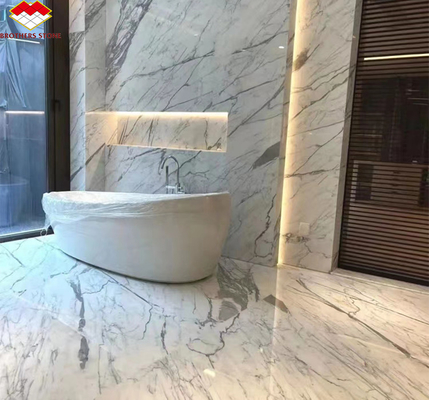 Estatuário natural polido de mármore branco grande laje para pavimentos e azulejos de parede italianos