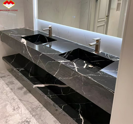 White Veins Marble Sink cortado ao tamanho de mármore de calcita para design de hotel moderno