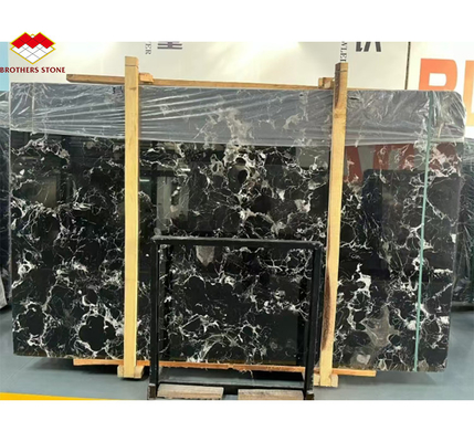 Moderna Polished Black Rose Marble Big Slab Mesa de Jantar Conjunto para Villa e Hotel Design