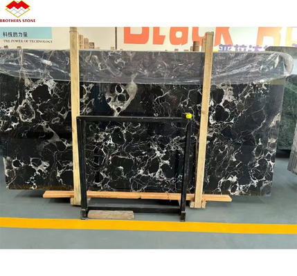 Moderna Polished Black Rose Marble Big Slab Mesa de Jantar Conjunto para Villa e Hotel Design