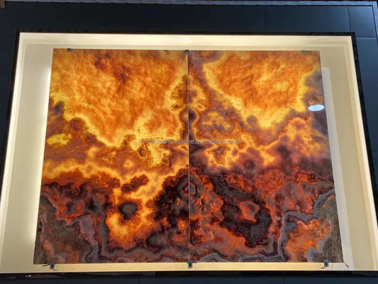 Chapas de piso de lavas de ónix de dragão vermelho de jade polidas Componente espessura 16 mm