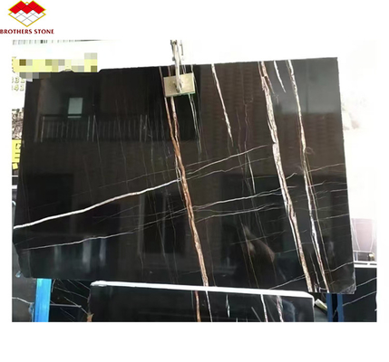 Tabela de hotel moderna grande laje preto e dourado veia de mármore piso com exótico Lauren 18mm
