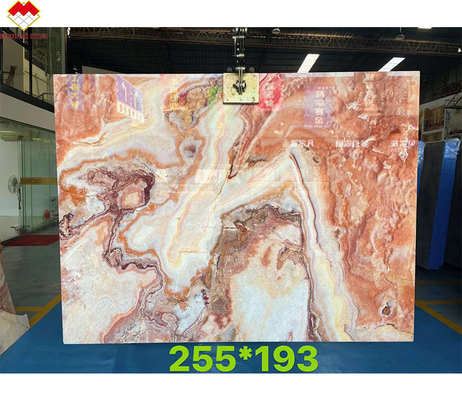 Moderno Design Dragão Vermelho Jade Ónix Slab Painel de Parede Pisos para Grade Ornamentação