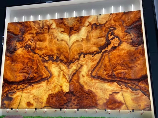 Moderno Design Dragão Vermelho Jade Ónix Slab Painel de Parede Pisos para Grade Ornamentação