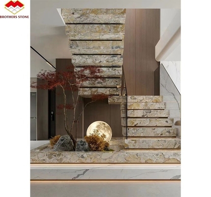 Material de escada de pedra artificial de design moderno luxuoso azulejos de piso não escorregadiços para interiores