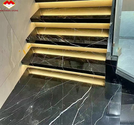 Moderno Nero Marquina Preto Branco Stipe Mármore Polido Natural Grandes Lajes para Hotel Villa Indoor