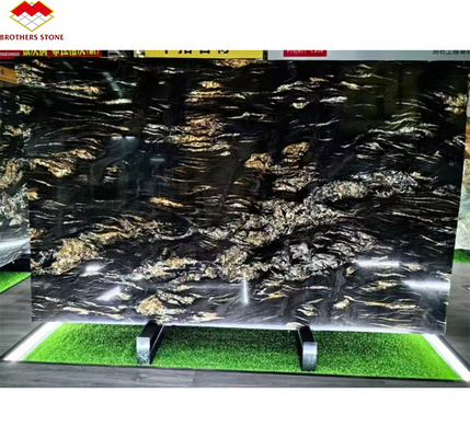 Pedaço de Fênix Natural Moderno Preto Ouro Marmoreiro Escalões de Pedra Chapa Larga