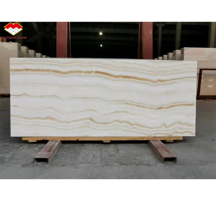 Painel de parede de banheiro de hotel de design moderno com luz de fundo de pedra natural branco mármore de ônix