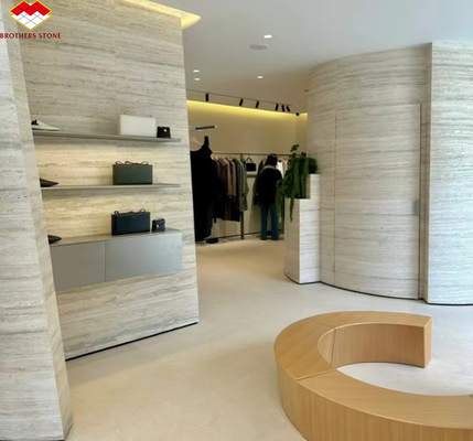Pedra de mármore travertino grande laje polida para design de interiores de hotel moderno