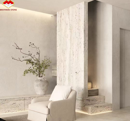 Pedra de mármore travertino grande laje polida para design de interiores de hotel moderno