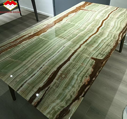 Finitura de superfície polida Paquistão Bamboo Ónix Chapas de mármore para mesa Estilo de design moderno