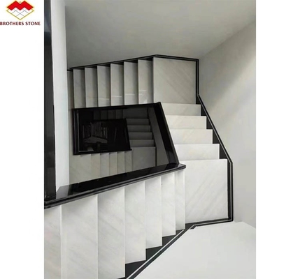 Villa interior Moderna Escadaria de pedra natural Design para degraus retos polidos
