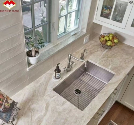 Cristal natural brasileiro Quartzite Pedra Luz Beige Taj Mahal Mármore para mesas de mesa 18mm