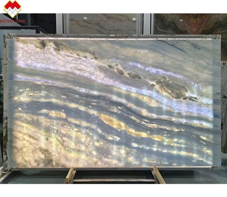 Backlit Azul Roma Quartzite Stone Slab para mesa de jantar Vanity Countertop Painel de parede