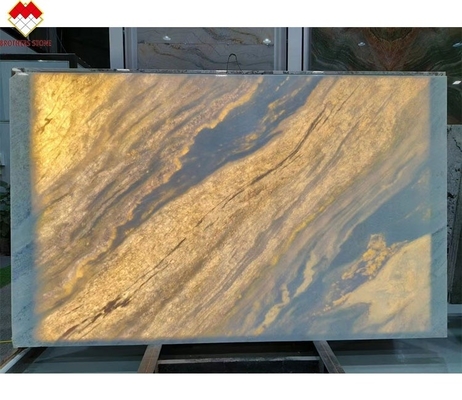 Backlit Azul Roma Quartzite Stone Slab para mesa de jantar Vanity Countertop Painel de parede