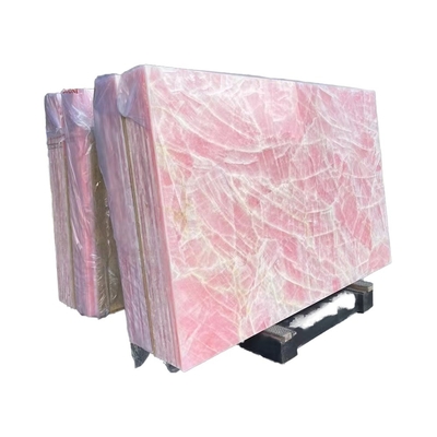 Chapa de chão de mesa de balcão rosa Oníx laje de mármore com luz de fundo natural da Idade do Gelo rosa jade