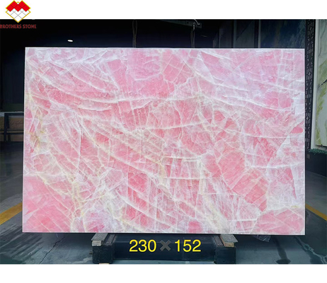 Chapa de chão de mesa de balcão rosa Oníx laje de mármore com luz de fundo natural da Idade do Gelo rosa jade