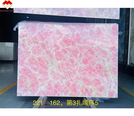 Chapa de chão de mesa de balcão rosa Oníx laje de mármore com luz de fundo natural da Idade do Gelo rosa jade