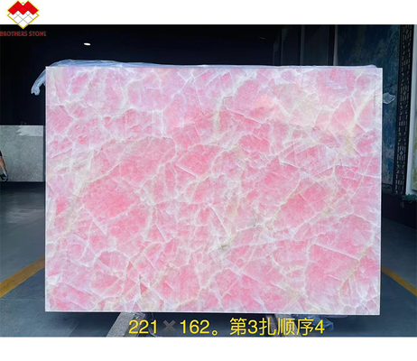 Chapa de chão de mesa de balcão rosa Oníx laje de mármore com luz de fundo natural da Idade do Gelo rosa jade
