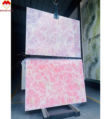 Chapa de chão de mesa de balcão rosa Oníx laje de mármore com luz de fundo natural da Idade do Gelo rosa jade