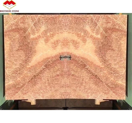 Moderno Design Polido Marmore Bookmatch Tile Custom Backlit Dragão Vermelho Jade Ónix Parede