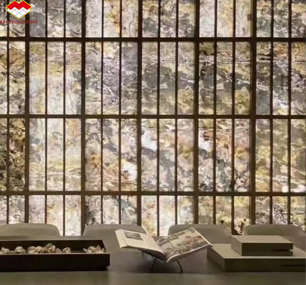 Folhas de ardósia de painel de pedra translúcido flexível para design de interiores de hotéis modernos