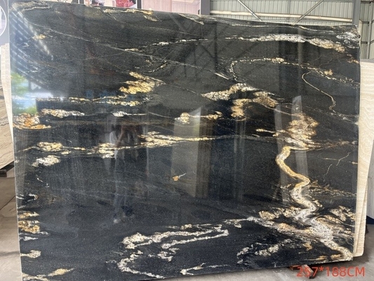 Customizado Luxury Black Gold Veins Quartzite Stone Vanity Top para cozinha e banheiro