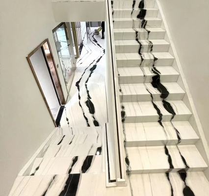 Escada em espiral de pedra natural com luz LED e design antiderrapante