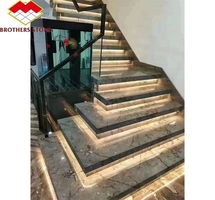 Escalinhas de pedra natural em estilo europeu moderno com azulejos polidos grandes cortados ao tamanho