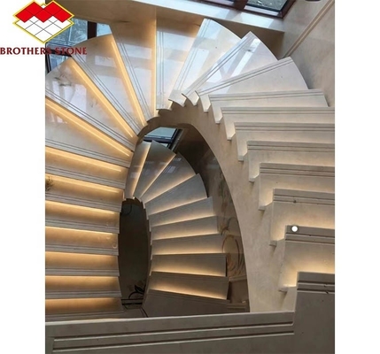 Escadaria de mármore e azulejos de saias estilo europeu moderno para design de interiores de pedra natural