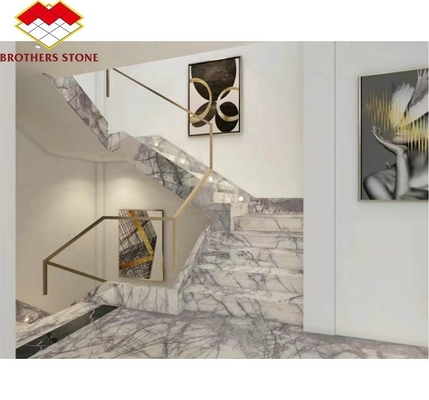 Escadaria de mármore e azulejos de saias estilo europeu moderno para design de interiores de pedra natural