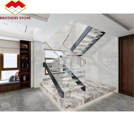 Escadaria de mármore e azulejos de saias estilo europeu moderno para design de interiores de pedra natural