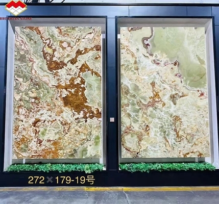 Painel retroiluminado de mármore de ônix verde para fins de design gráfico moderno e decoração de parede