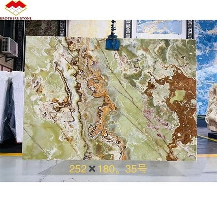 Painel retroiluminado de mármore de ônix verde para fins de design gráfico moderno e decoração de parede