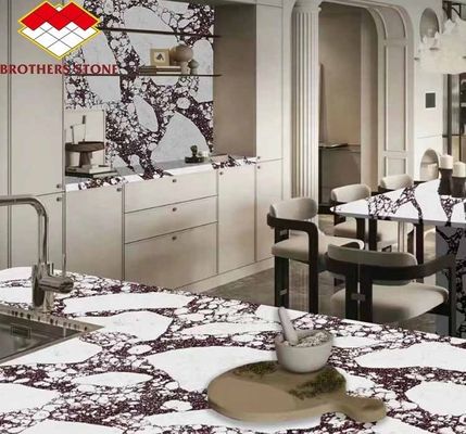 Moderno Calacatta Viola Mármore Branco com Vasos de Veia Roxa Elevar a Sala de Jantar Conjunto de Mesa Cozinha Banheiro Escalões