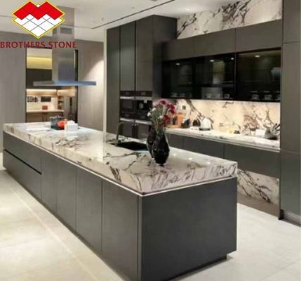 Moderno Calacatta Viola Mármore Branco com Vasos de Veia Roxa Elevar a Sala de Jantar Conjunto de Mesa Cozinha Banheiro Escalões