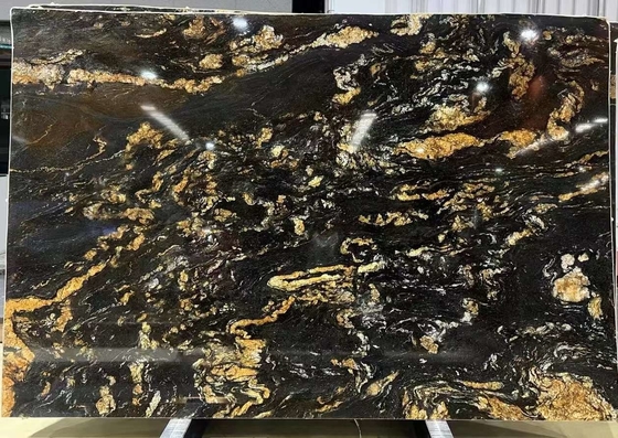 Customizado Luxury Black Gold Veins Quartzite Stone Vanity Top para cozinha e banheiro